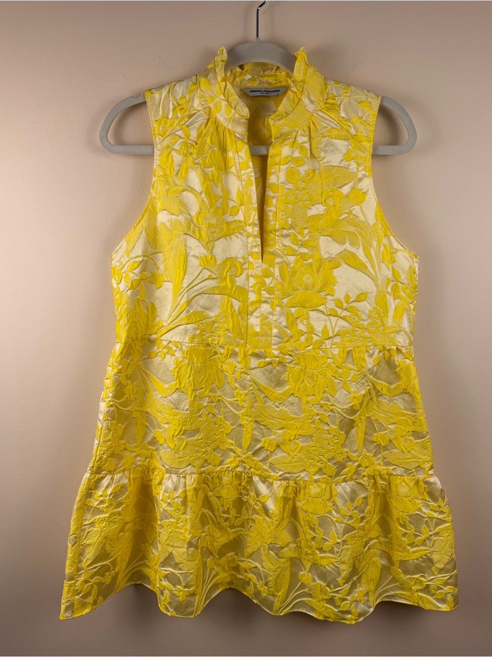 Amanda Uprichard Sleeveless Saffron Dress in Portofino Brocade